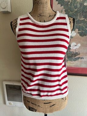 The Workshop Red & White Striped Sleeveless Knit Tank